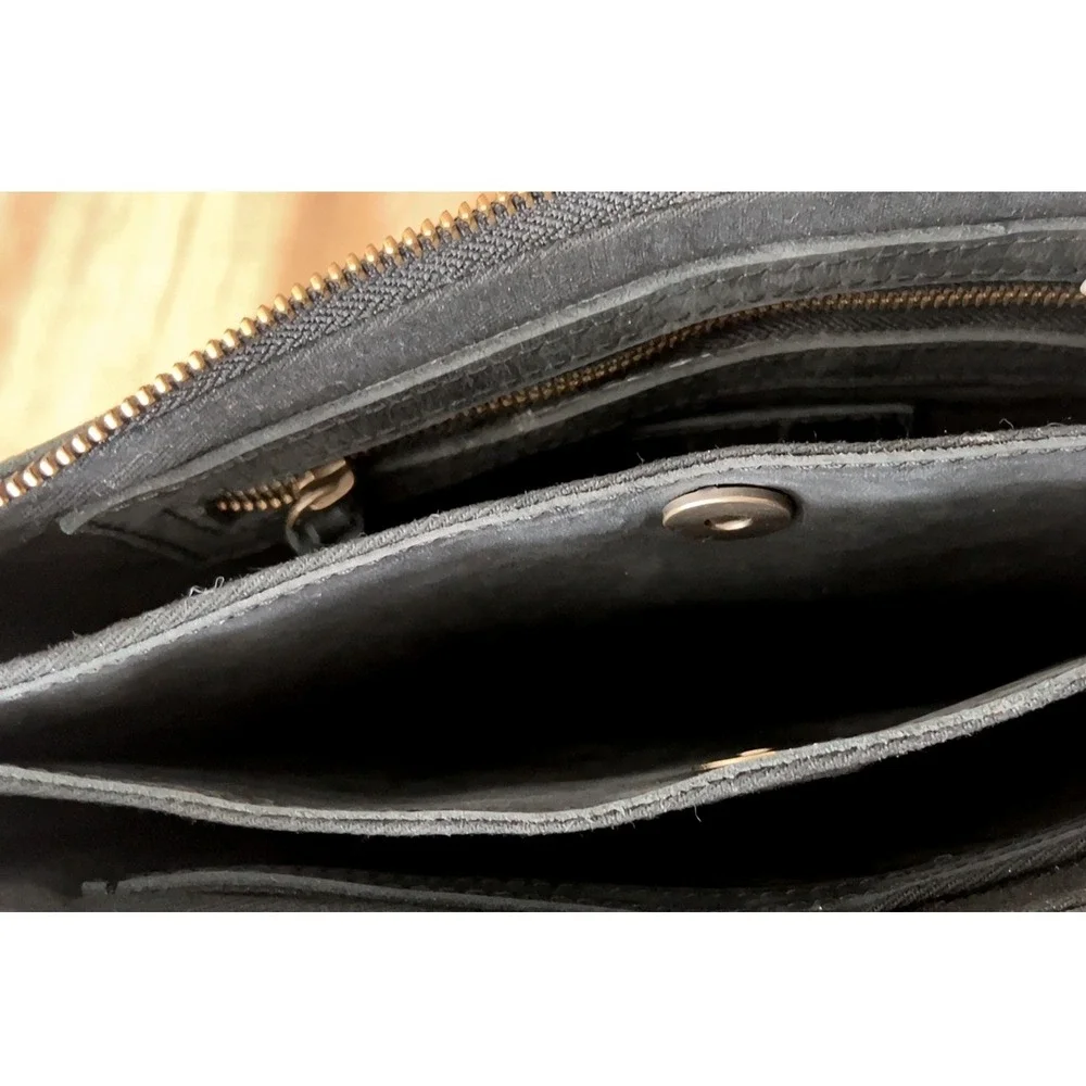 ABLE black leather‎ crossbody bag detachable adjustable strap